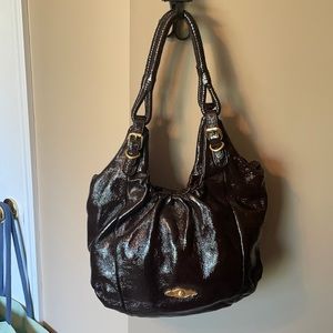 Elliott Luca patent leather bucket bag
